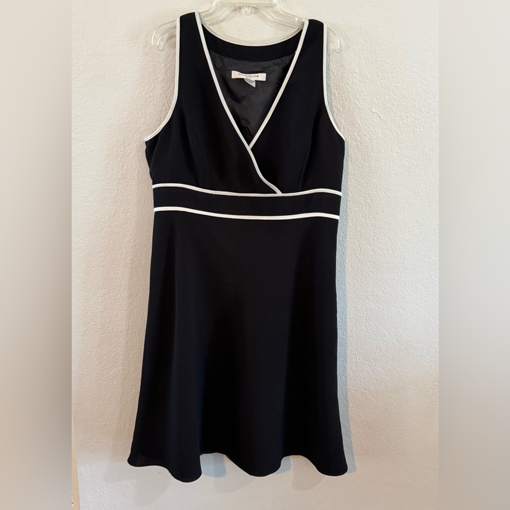 Evan Picone Black White Sleeveless Wedding Career Cocktail Dress Women's Size 14